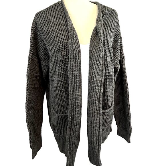 Universal thread Sweater XL black 3/4 sleeve cotton 2 pockets open front - Picture 1 of 8